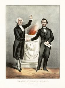 Washington og Lincoln Faderen og vort lands frelser, pub. 1865 af American School